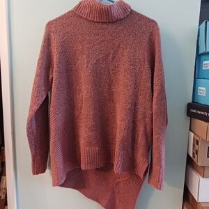 New Directions Pink Women's Asymmetrical Mock Neck Solid Sweater | Size S